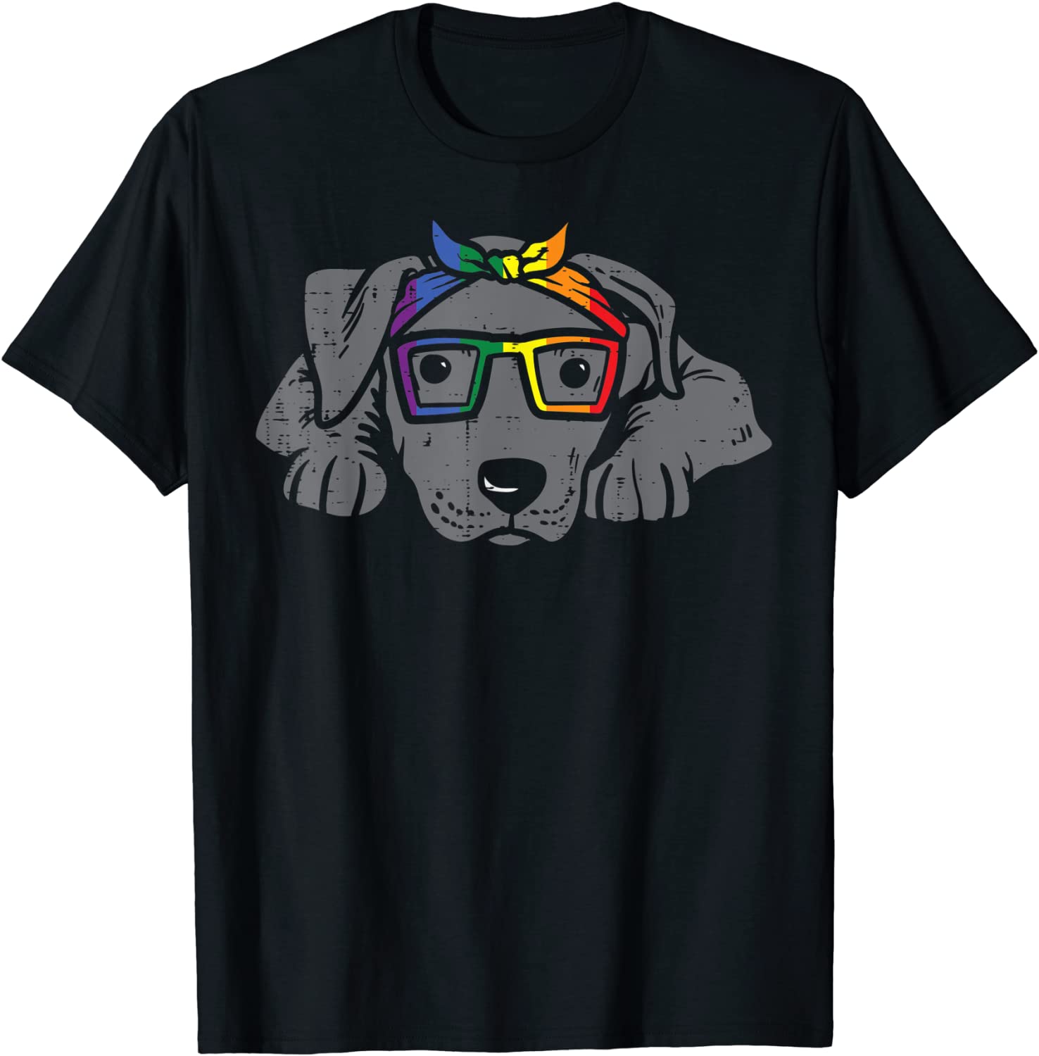 Pitbull Dog Bandana LGBTQ Rainbow Flag Gay Pride Ally Lover T-Shirt