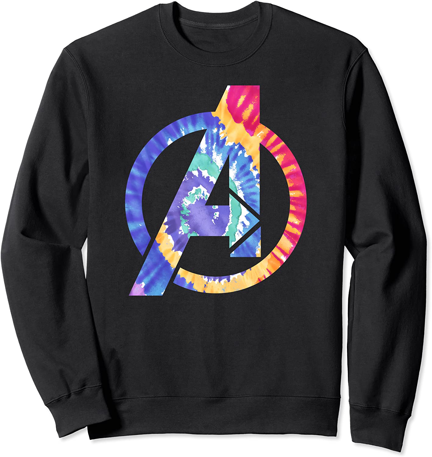 Marvel Avengers Logo Rainbow Tie Dye 90s Sweatshirt