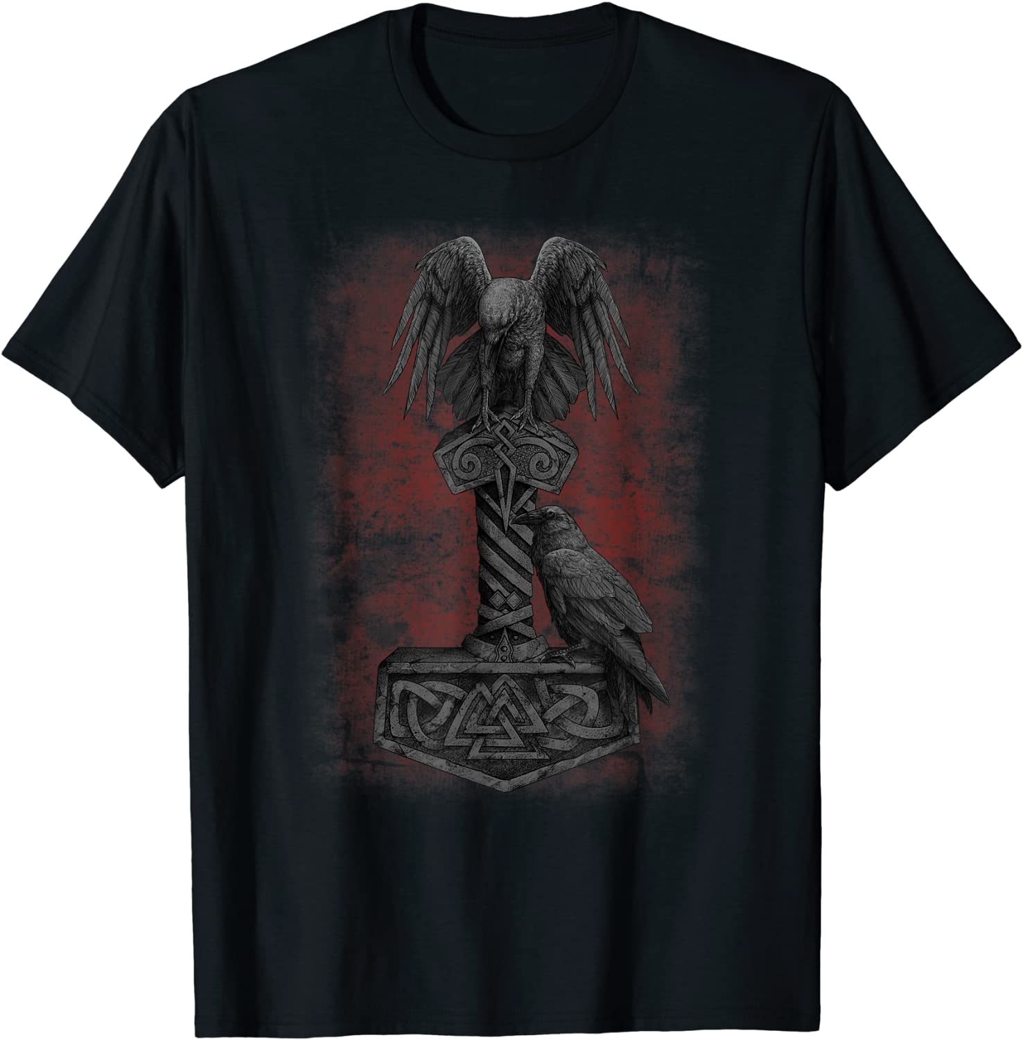 Viking Norse Mythology Thors Mjolnir Odins Huginn Muninn T-Shirt