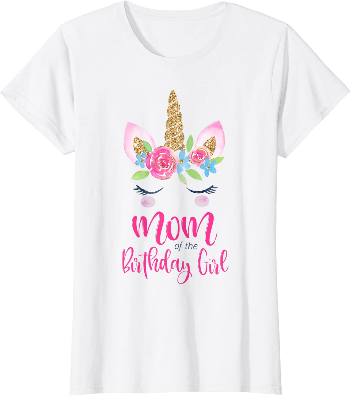Womens Unicorn Mom of the Birthday Girl Shirt Matching Party Tee