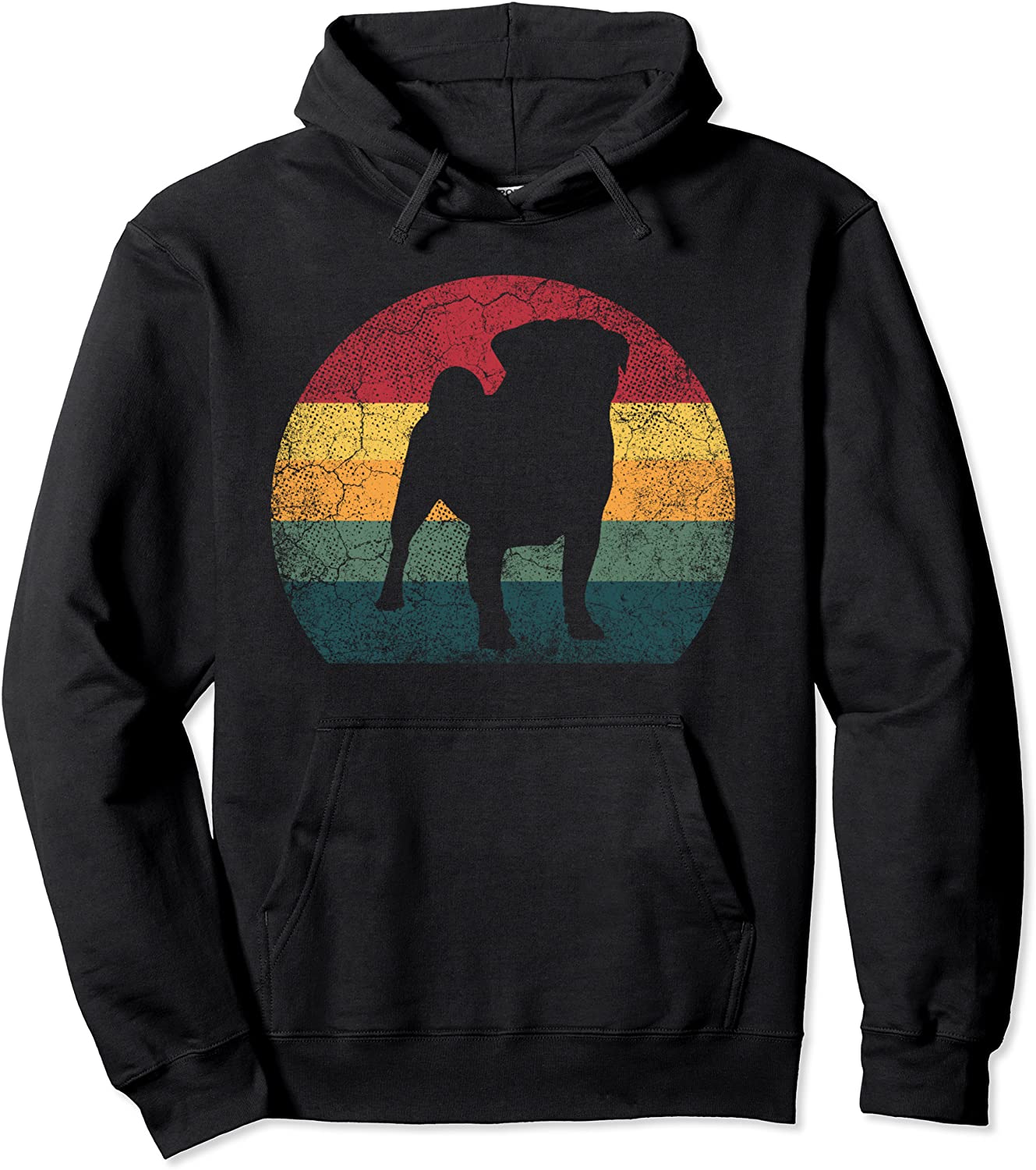 Pug Dog Vintage Distressed Retro Style Men Women Kids Gift Pullover Hoodie