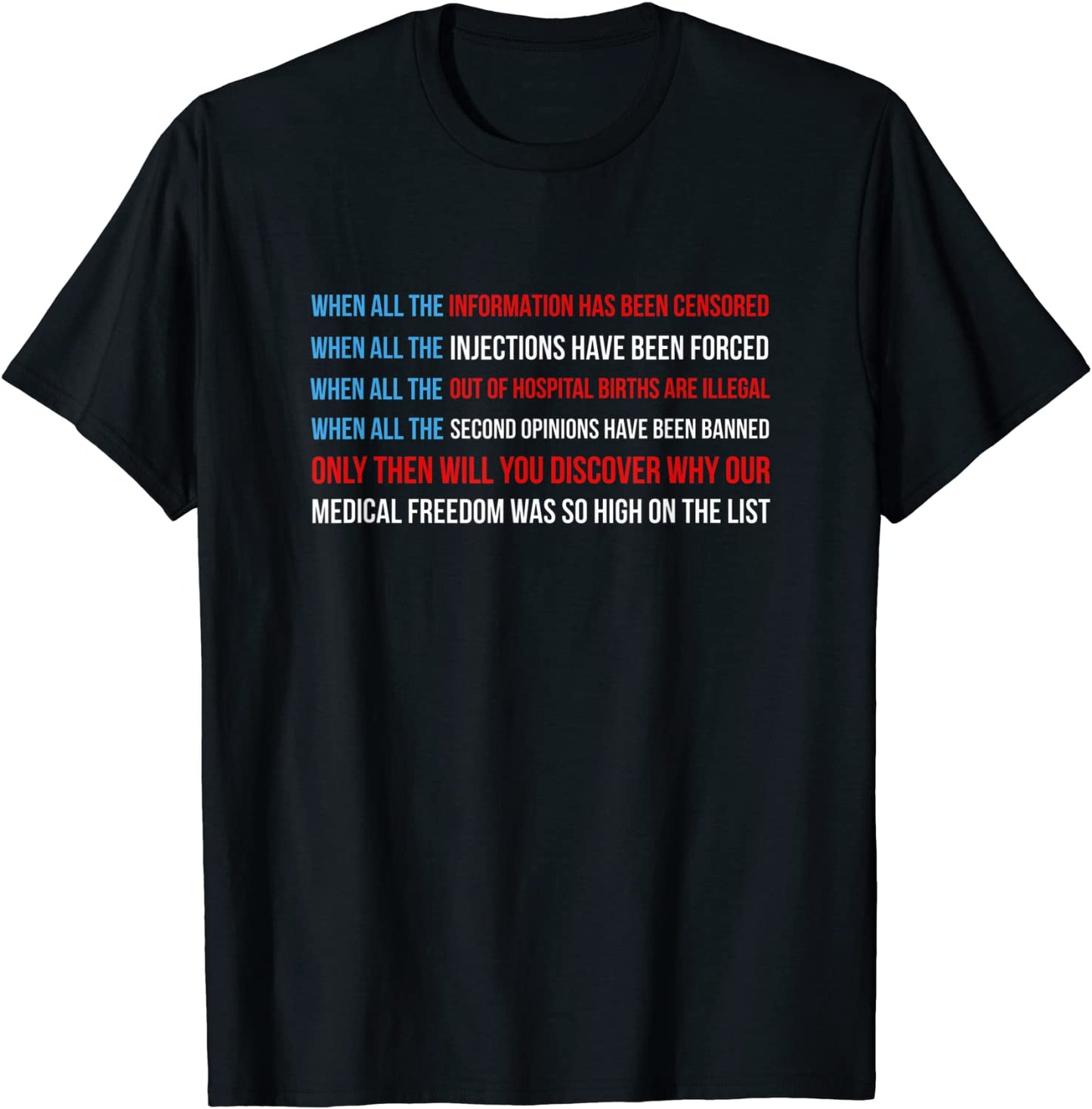American Flag Medical Freedom No Vaccine Mandates Anti-Vax T-Shirt