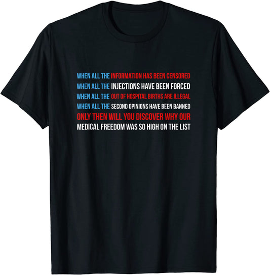 American Flag Medical Freedom No Vaccine Mandates Anti-Vax T-Shirt
