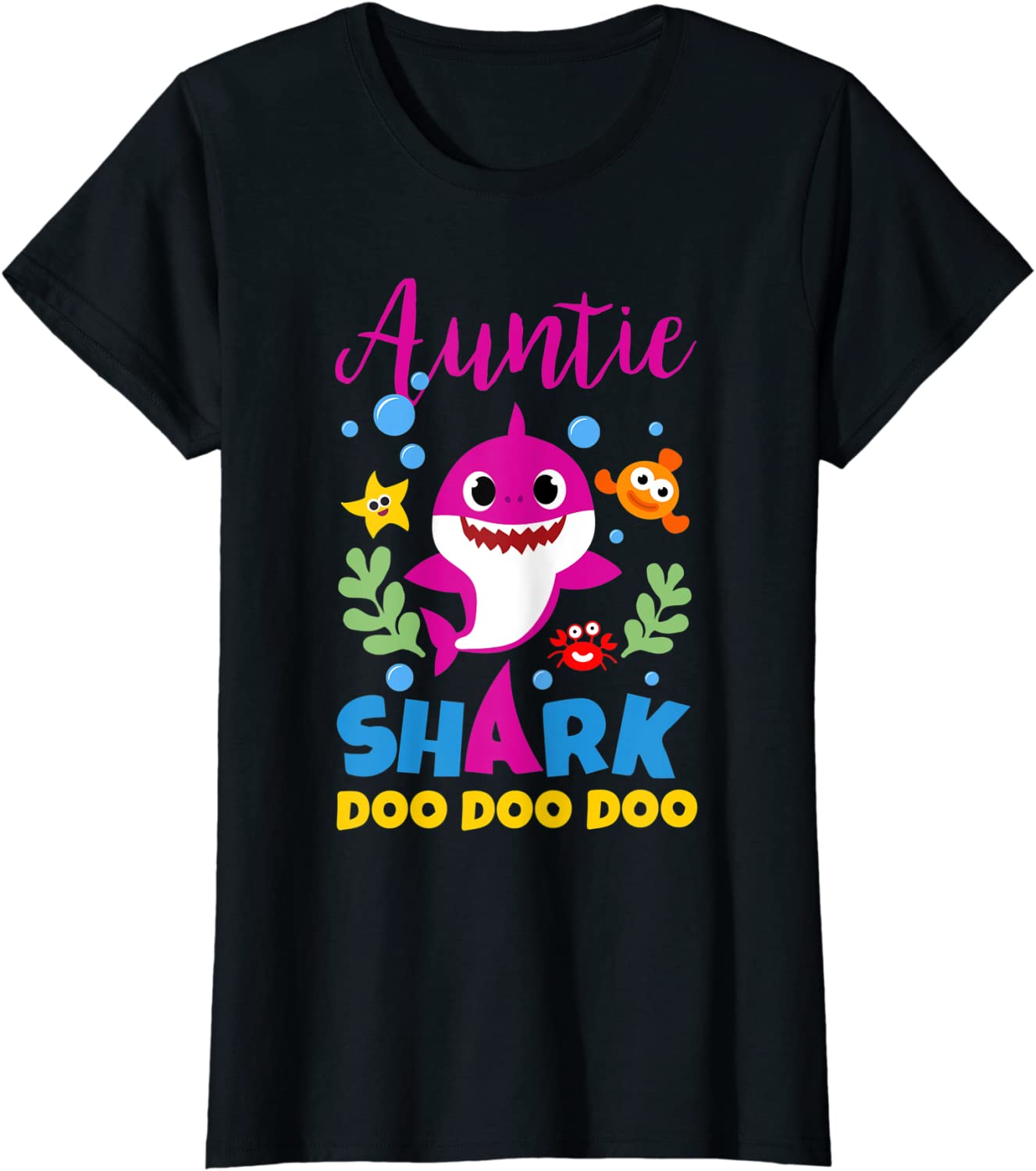 Womens Aunt Shark Gift Cute Baby Shark Family Matching Outfits T-Shirt