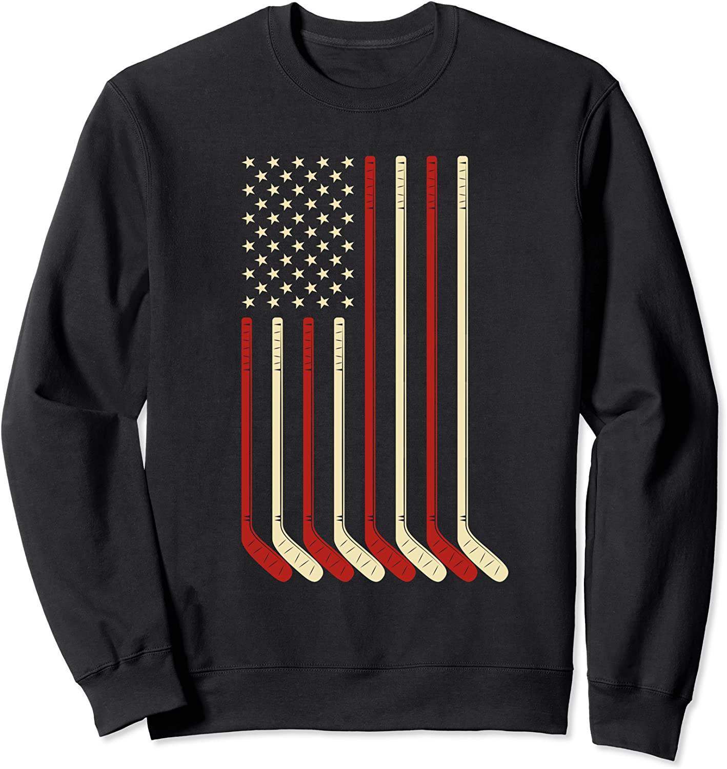 Hockey Goalie Gift USA Flag Hockey Stick Ice Hockey Sweatshirt
