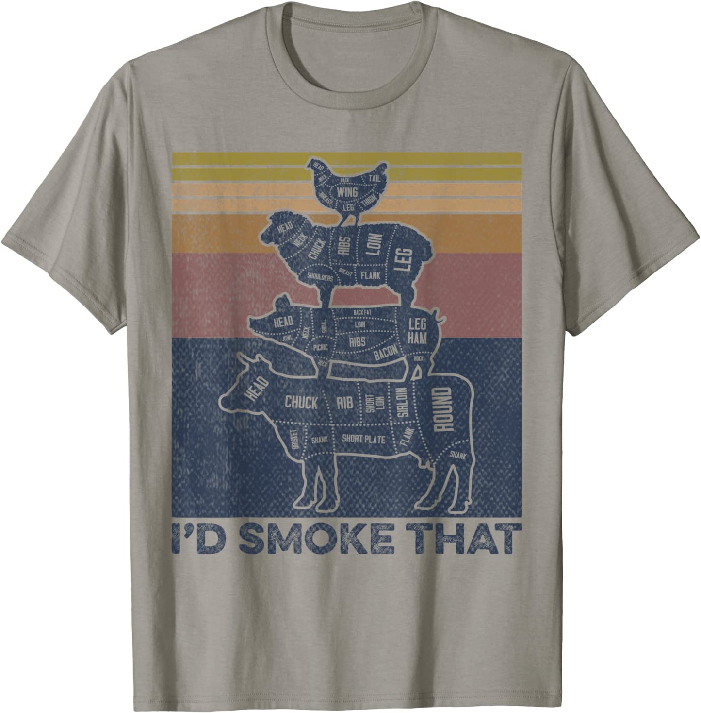 Id smoke that Beef Pork Chicken Butcher Cut Funny Grilling T-Shirt
