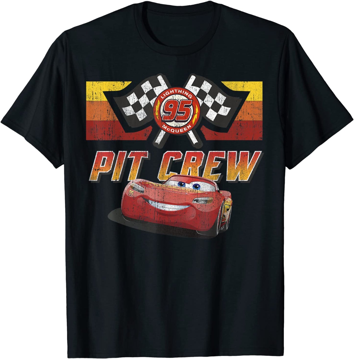 Disney Pixar Cars McQueen Pit Crew Red Distressed T-Shirt T-Shirt