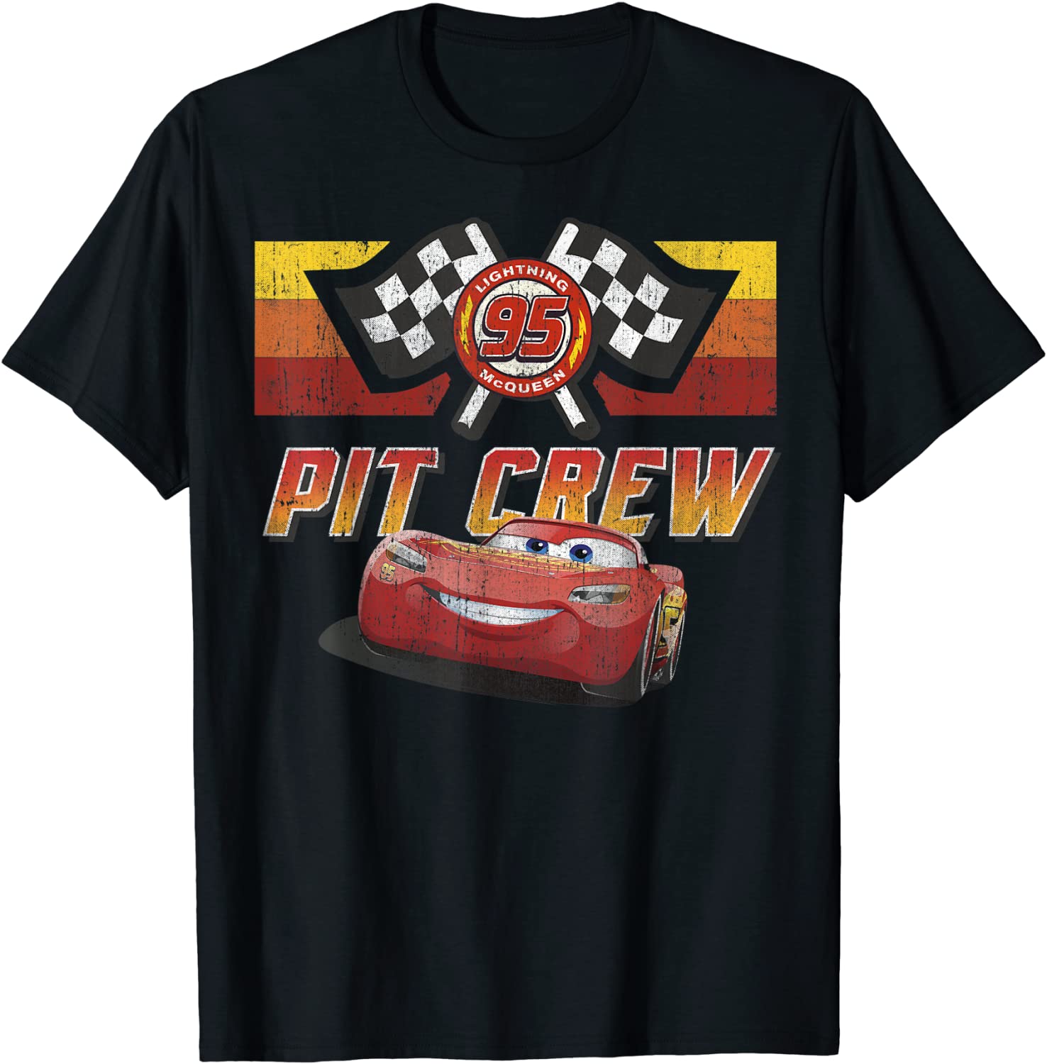 Disney Pixar Cars McQueen Pit Crew Red Distressed T-Shirt T-Shirt