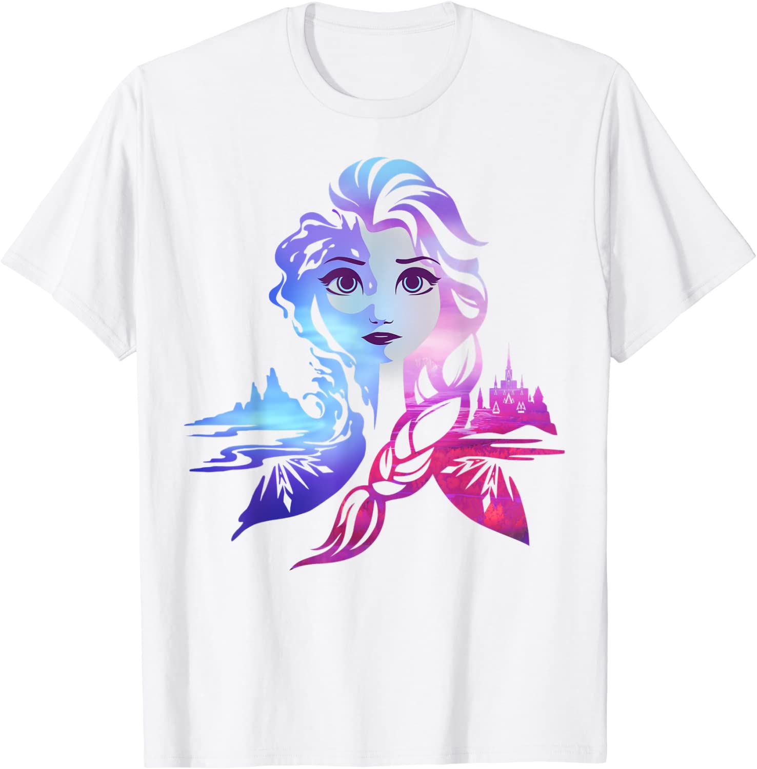 Disney Frozen 2 Elsa Two Tone Gradient Portrait T-Shirt