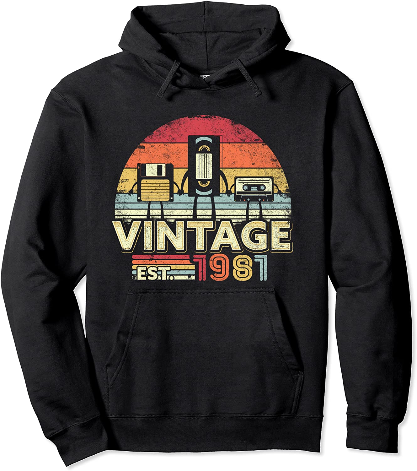1981 Funny Vintage Cassette Floppy Disk Birthday Gift Pullover Hoodie