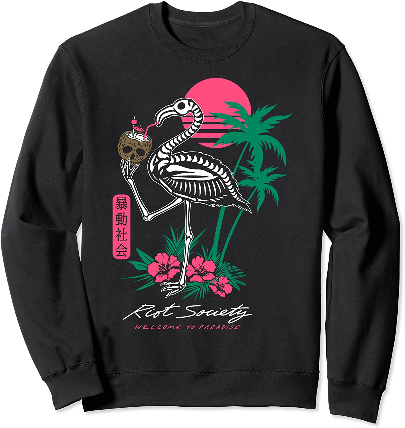 Riot-Society-Tropical-Skeleton-Flamingo Sweatshirt