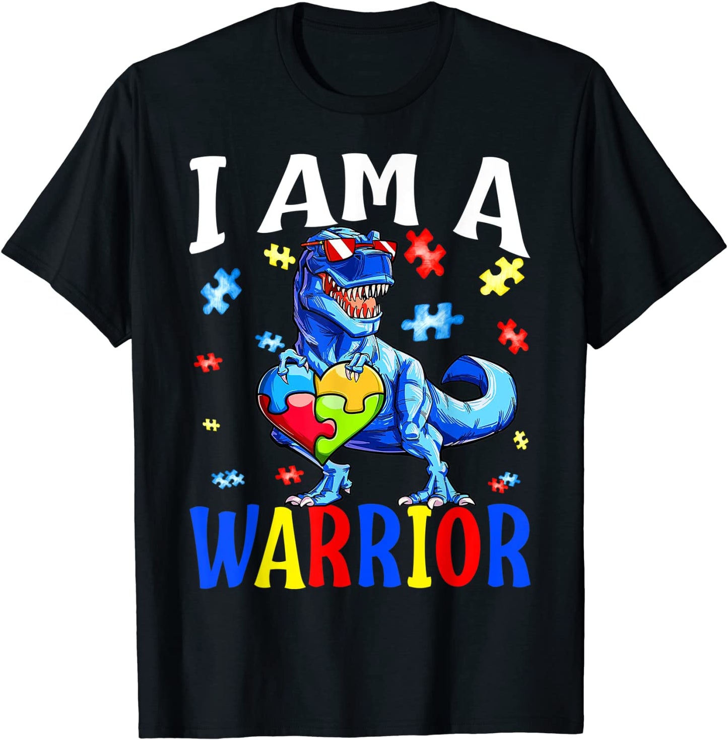 I Am A Warrior Autism Family Dinosaur Autism Awareness T-Shirt