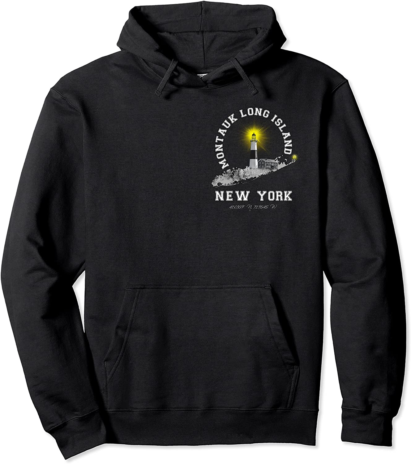 Montauk Point Lighthouse Long Island NY Varsity Letter Style Pullover Hoodie
