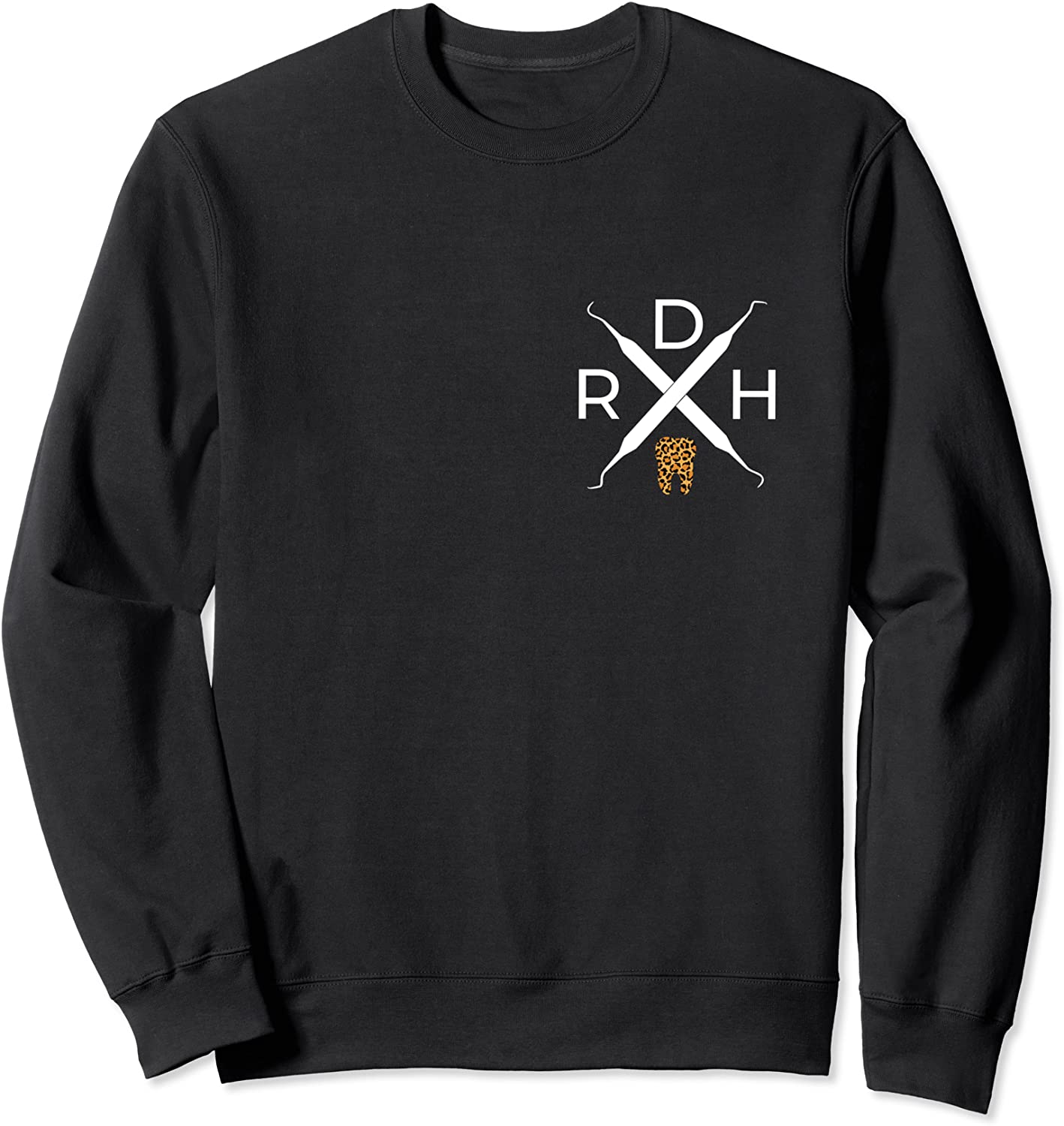 RDH scaler logo with leopard print tooth dental hygienist Sweatshirt