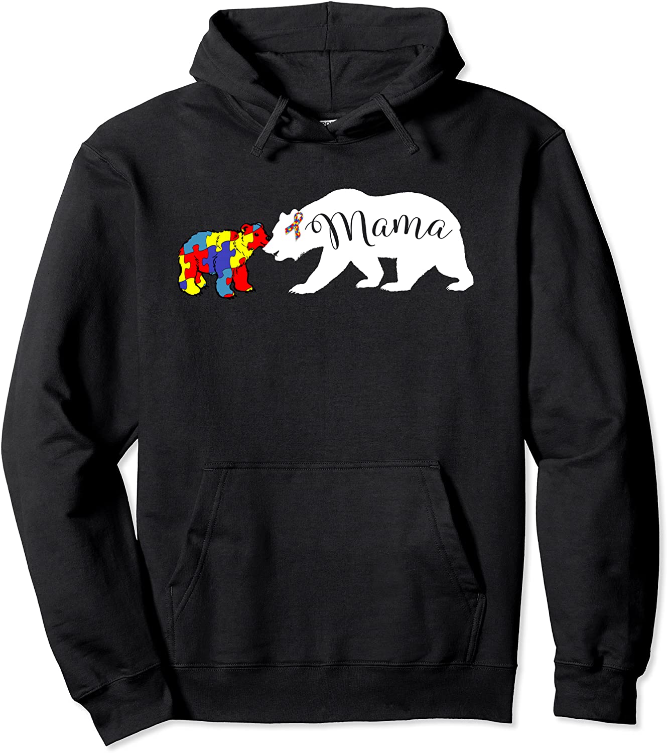 Mama Bear Autism Awareness Hoodie Mom Grandma Women Gift Pullover Hoodie