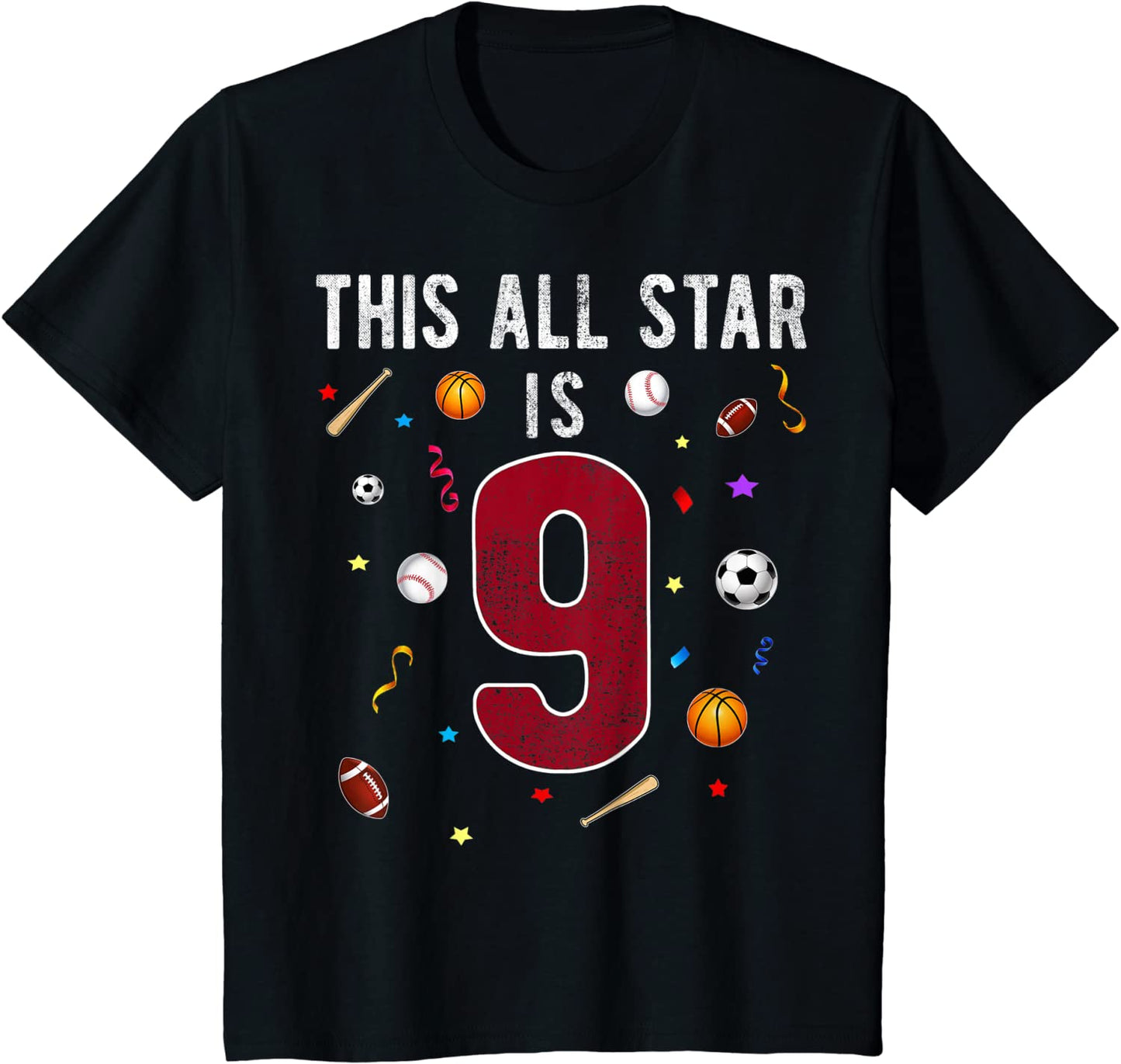 Kids Kids This All Star is 9 Years Old Gift For Kids Birthday T-Shirt