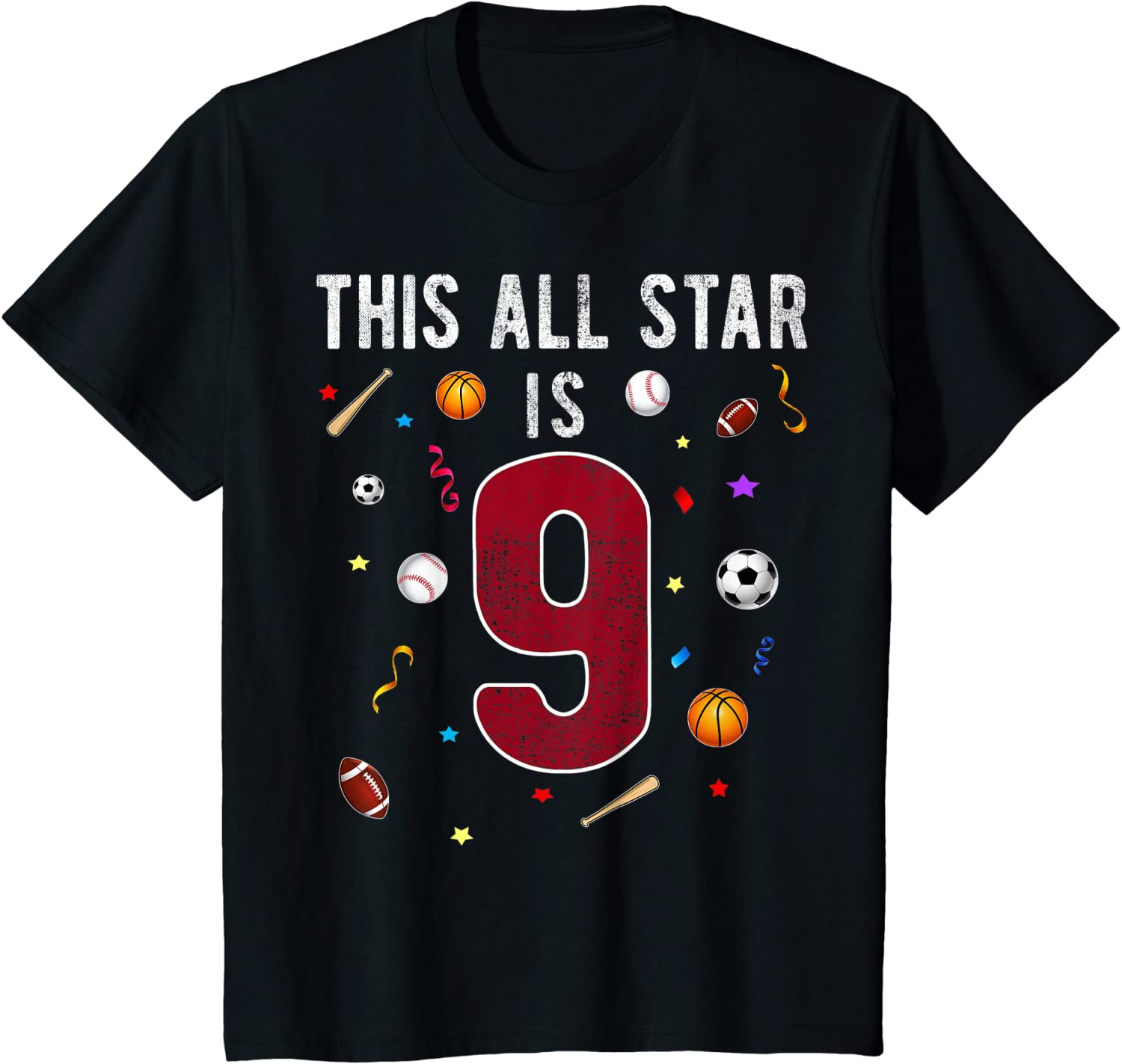 Kids Kids This All Star is 9 Years Old Gift For Kids Birthday T-Shirt