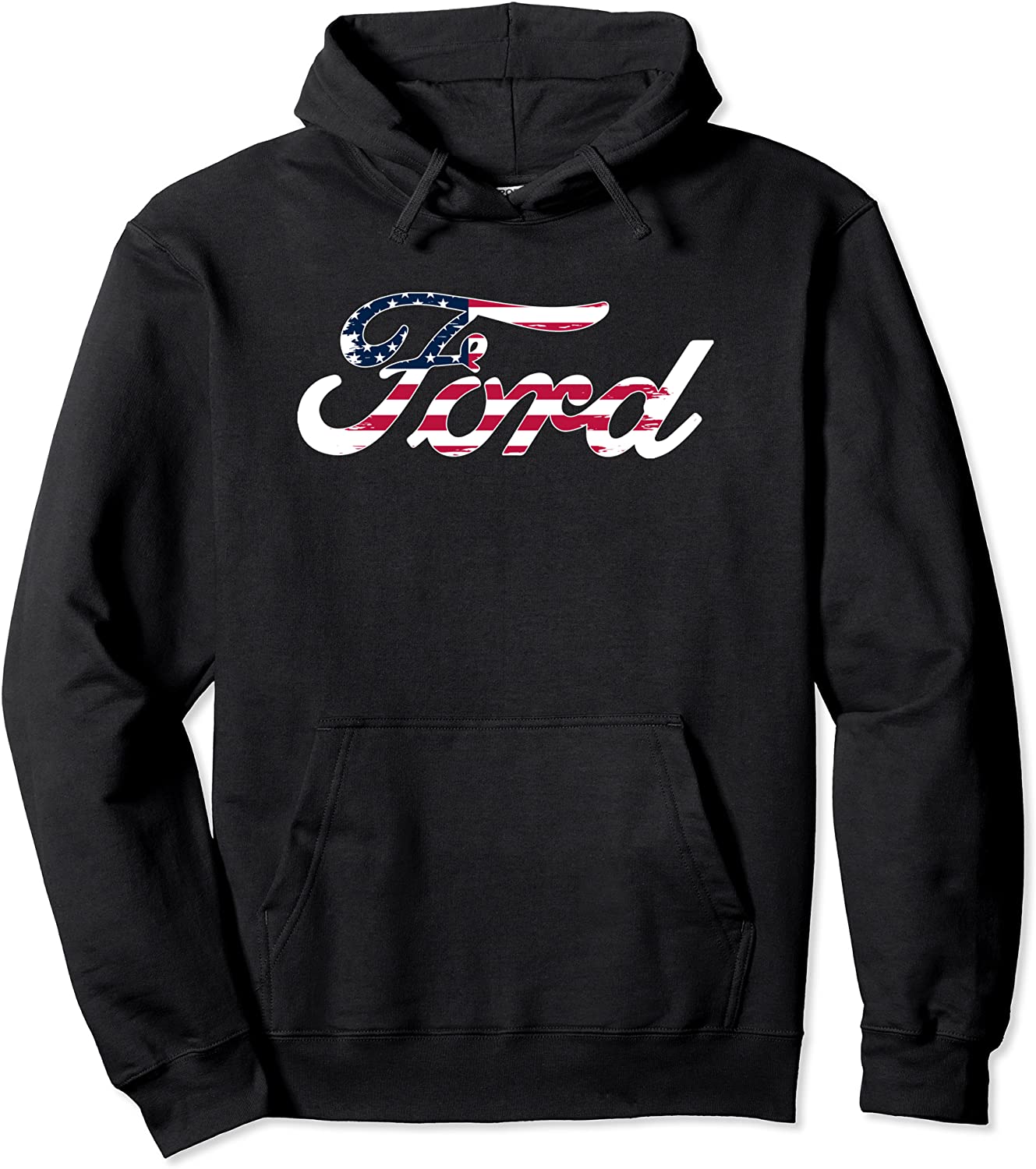 Ford Script American Flag Logo Pullover Hoodie