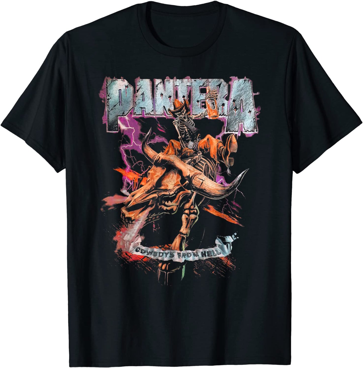 Pantera Official Cowboys From Hell Riding Skeleton T-Shirt T-Shirt