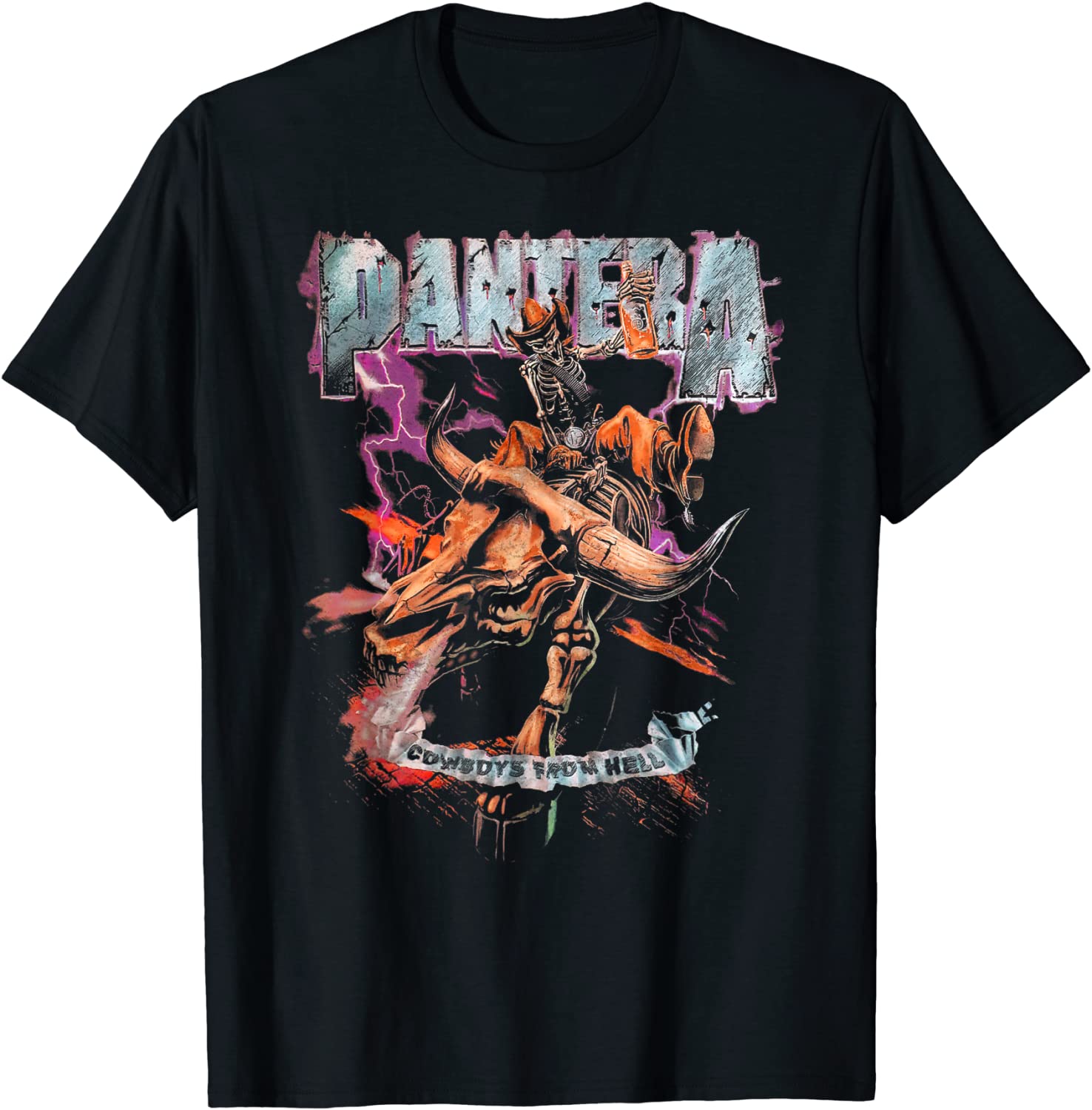 Pantera Official Cowboys From Hell Riding Skeleton T-Shirt T-Shirt