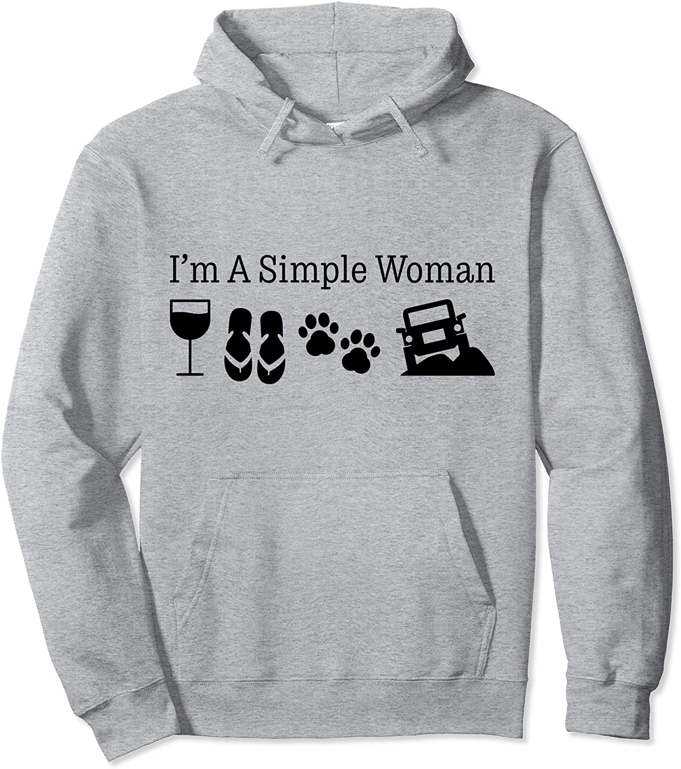 Im A Simple Woman Love Wine Flip Flops Dog 4X4 Pullover Hoodie