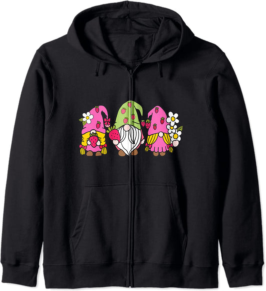 3 Cute Strawberry Gnomes Strawberries Hoodie