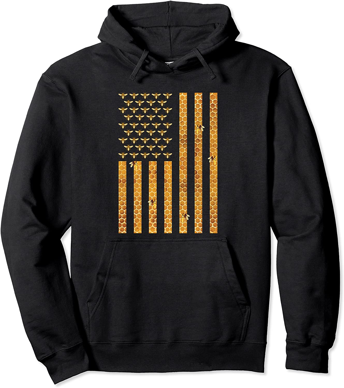 American Flag Honeycomb Honey Bees Beekeeping Beekeeper Gift Pullover Hoodie
