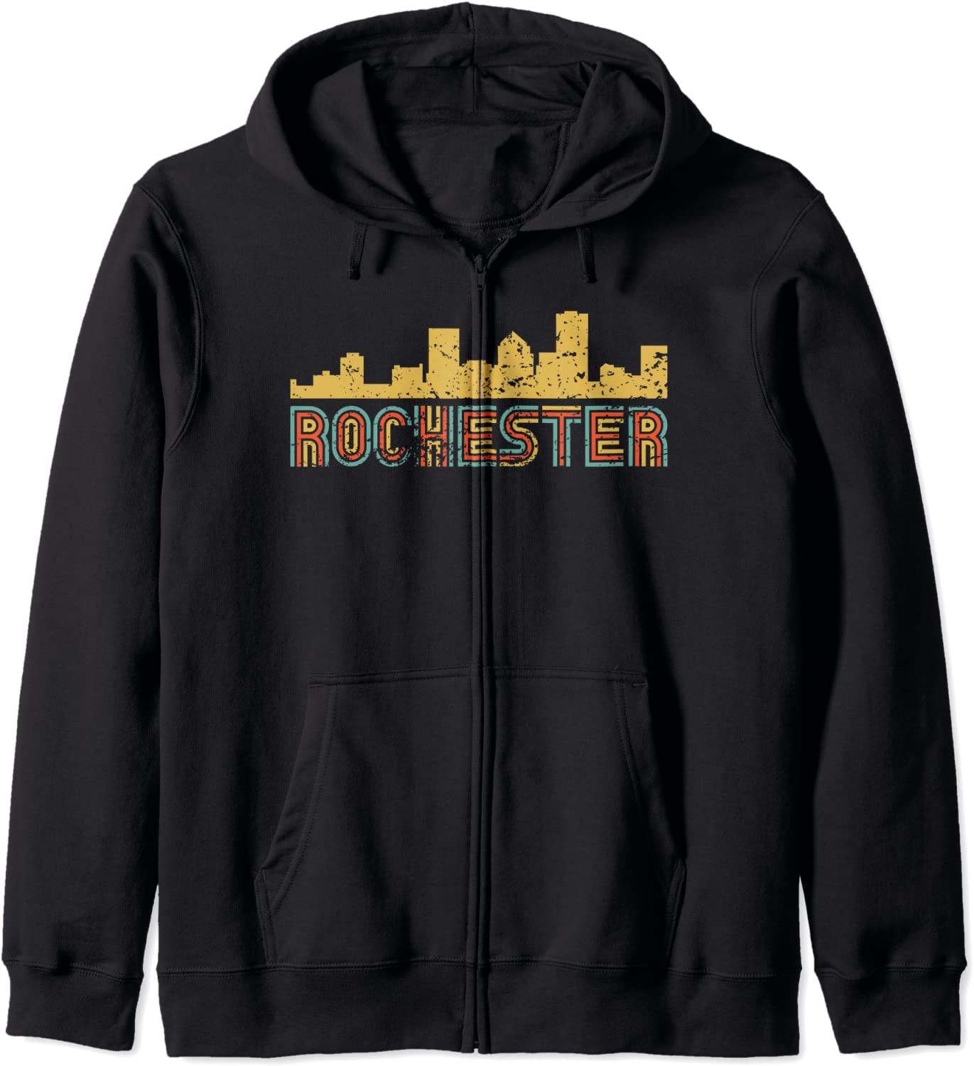 Vintage Retro Rochester New York Skyline Hoodie