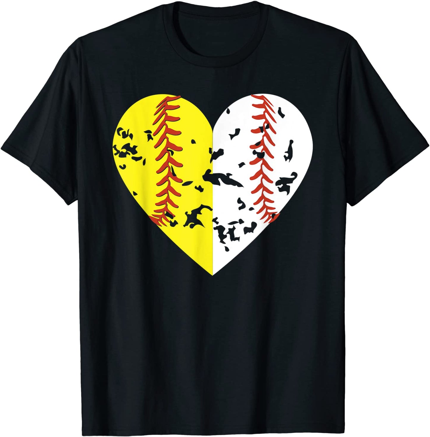 Split Half Baseball Softball Heart - Love outdoor sports T-Shirt