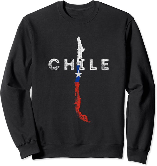 Chilean Map and Flag - Distressed Chile Souvenir Sweatshirt