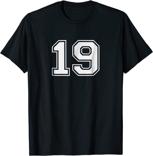 19 Sports Jersey Number T-Shirt for Fan or Player 19