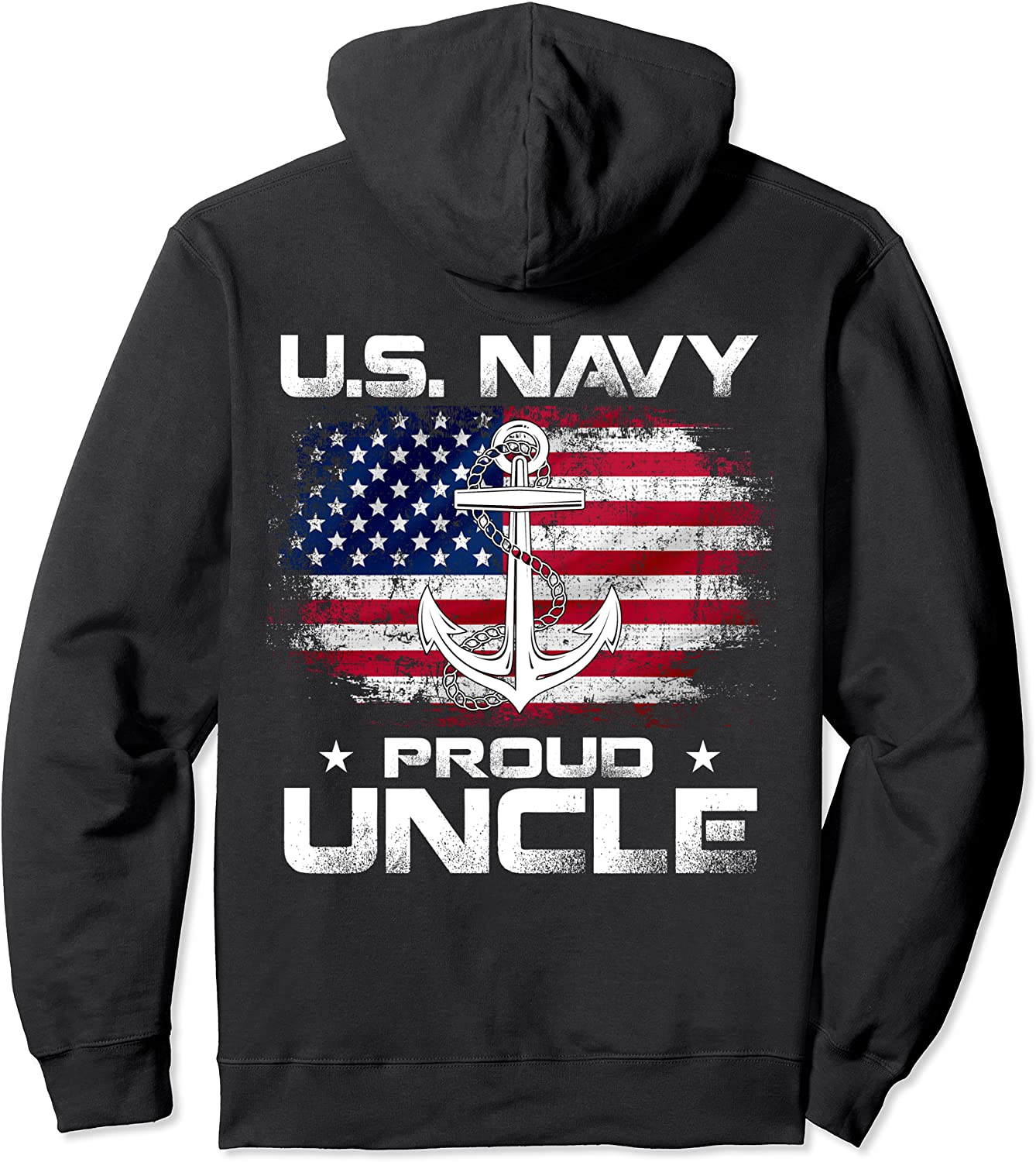 US Navy Proud Uncle With American Flag Gift Veteran Day Pullover Hoodie