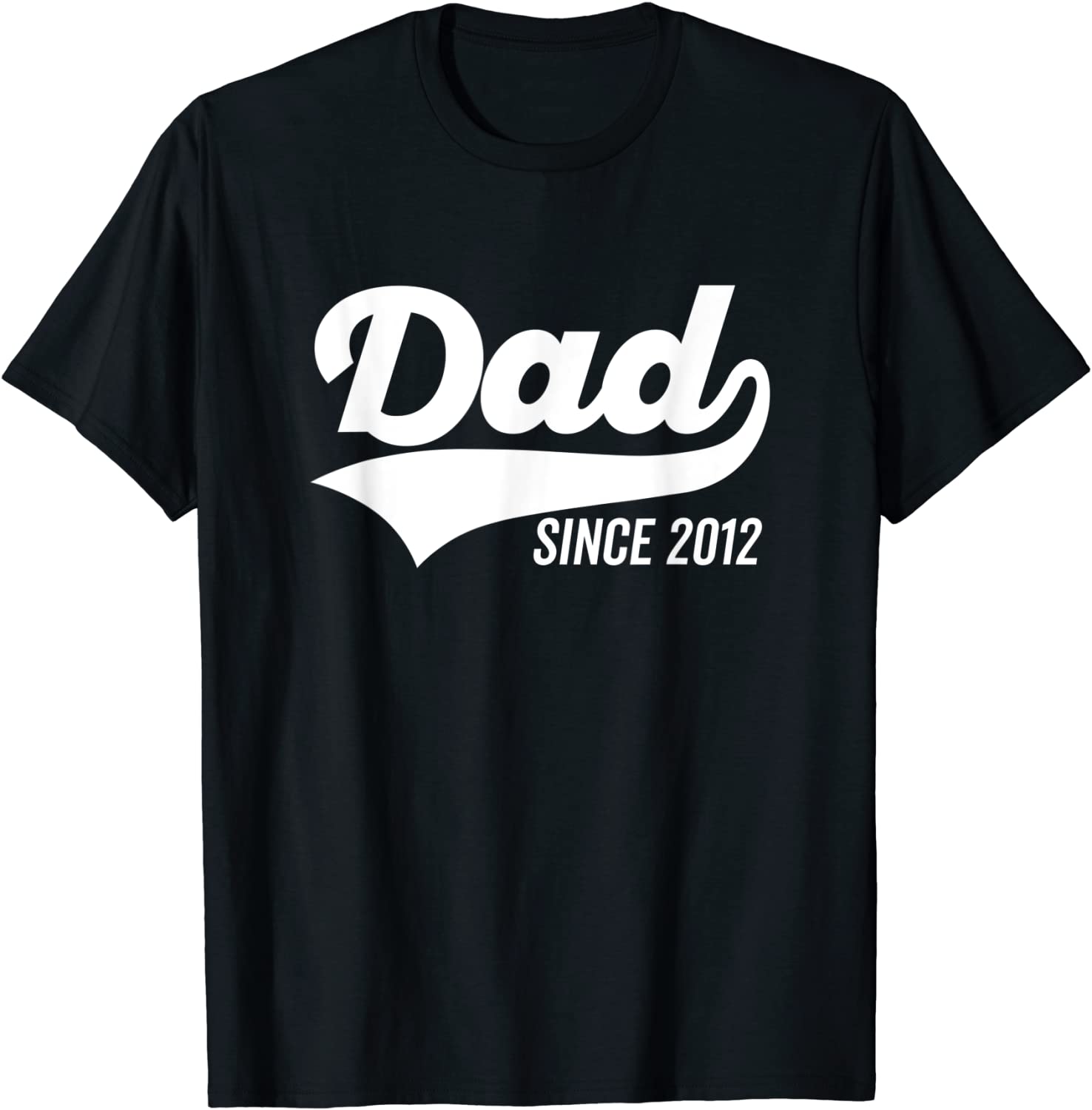 Dad Since 2012 Bold Sports Swoosh Fathers Day Dark T-Shirt