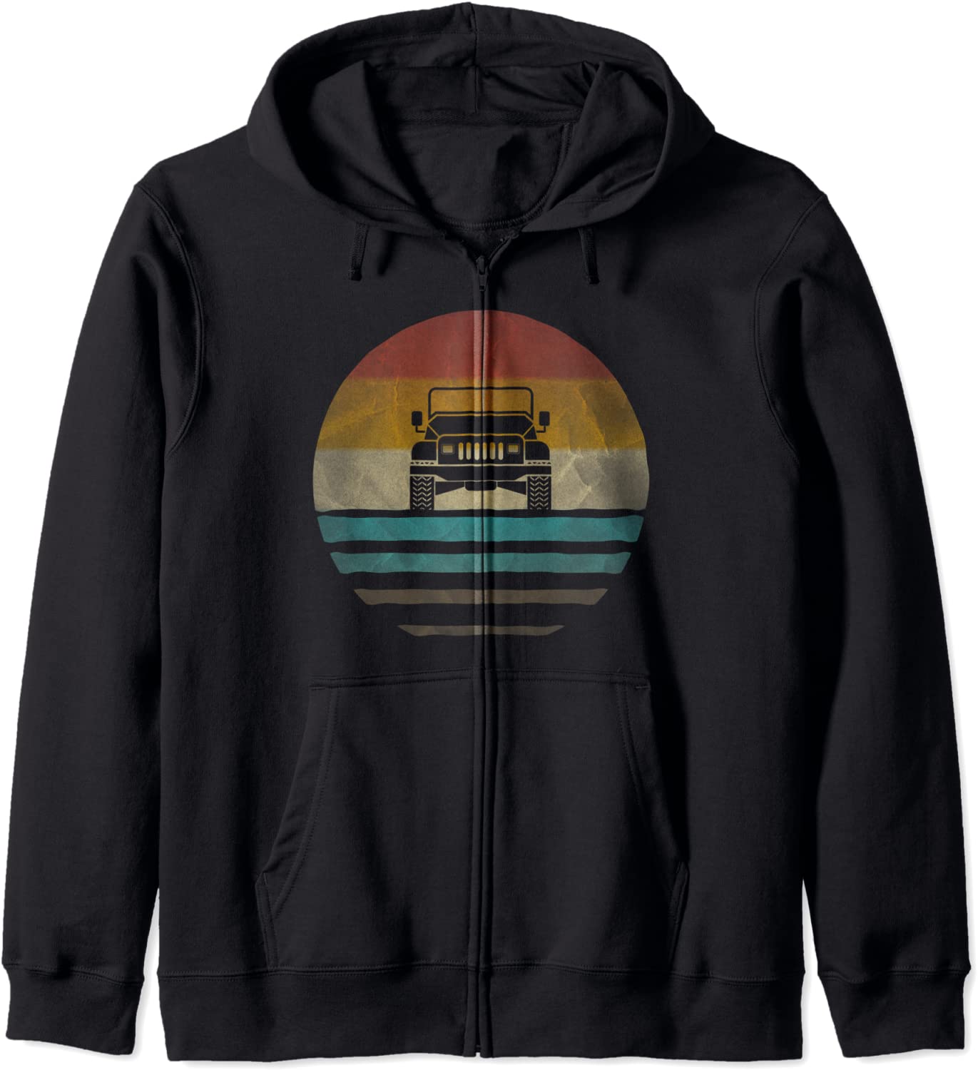 Retro Vintage Sunset 4x4 Car Off Road Wave Men Women Gift Hoodie