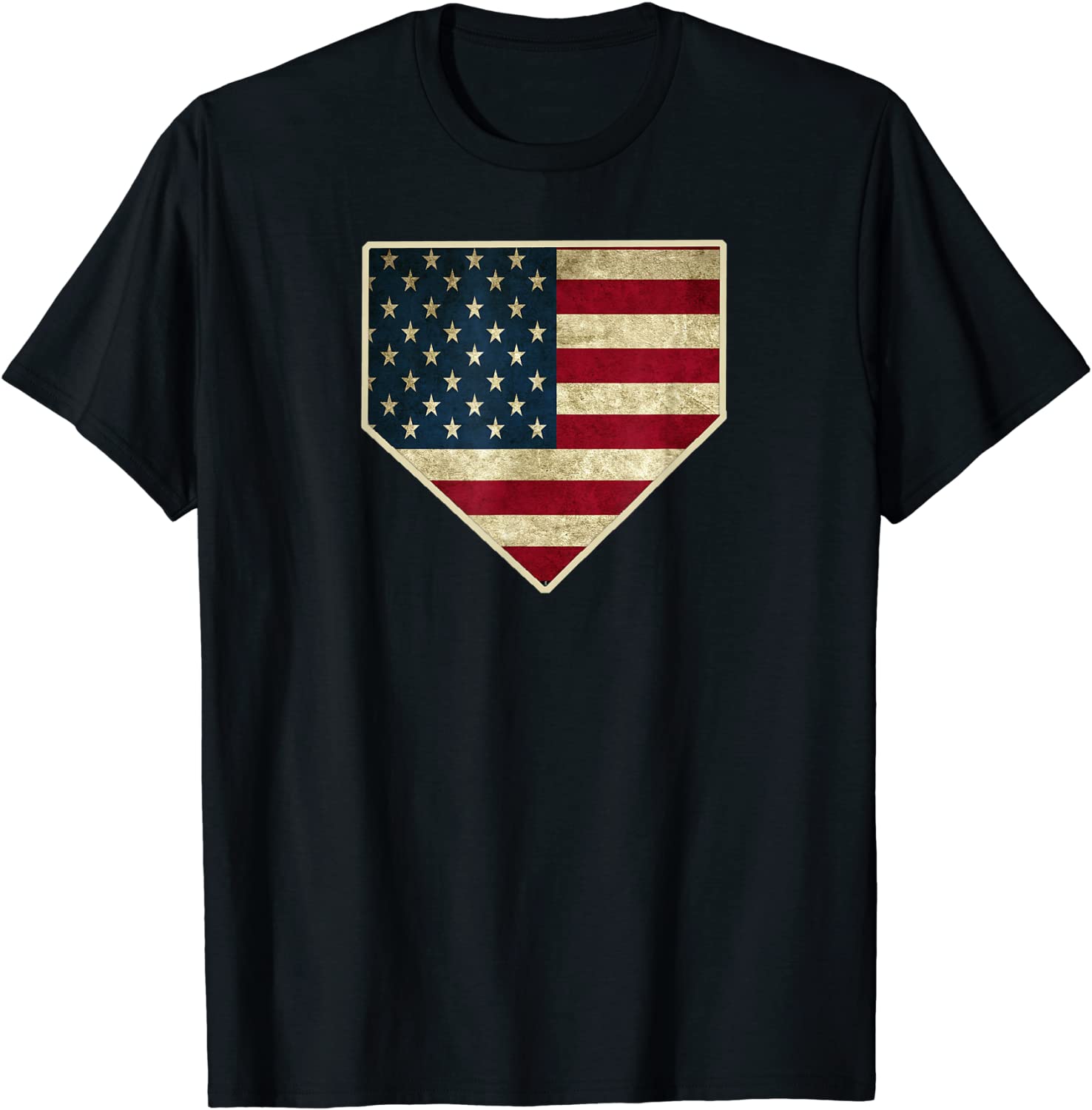 Vintage American Flag Baseball Home Plate Art Sports Gift T-Shirt