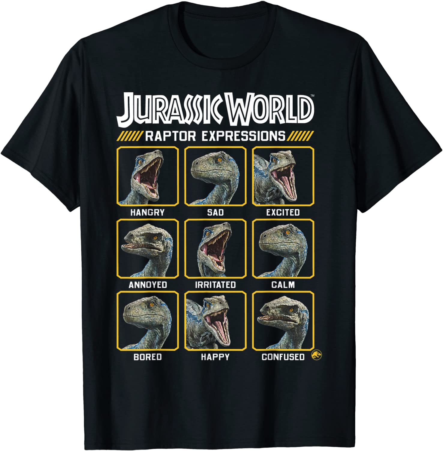 Jurassic World Two Blue Raptor Expressions Graphic T-Shirt