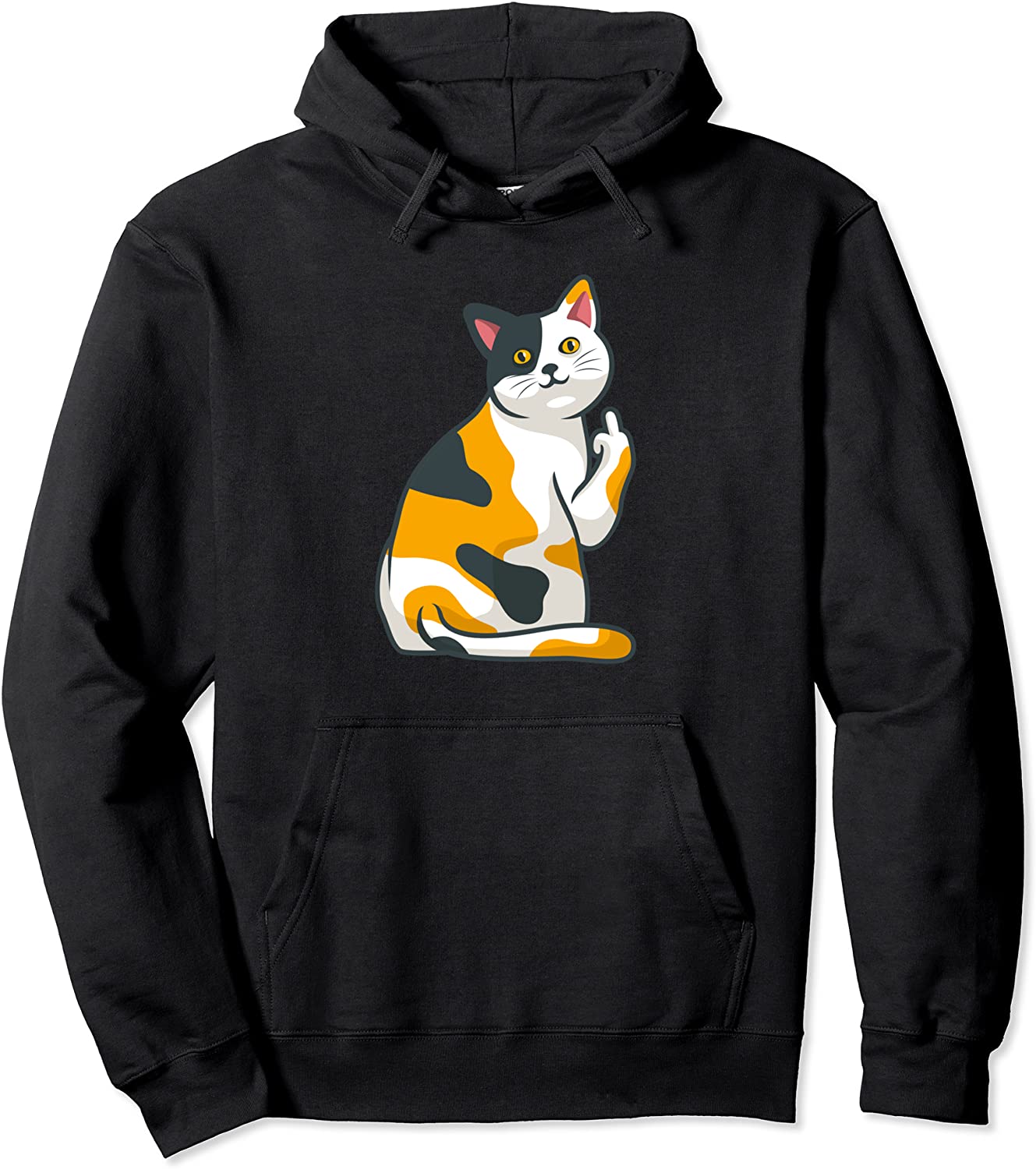 Cute Cat Animal Flipping You Off Middle Finger Design Pullover Hoodie
