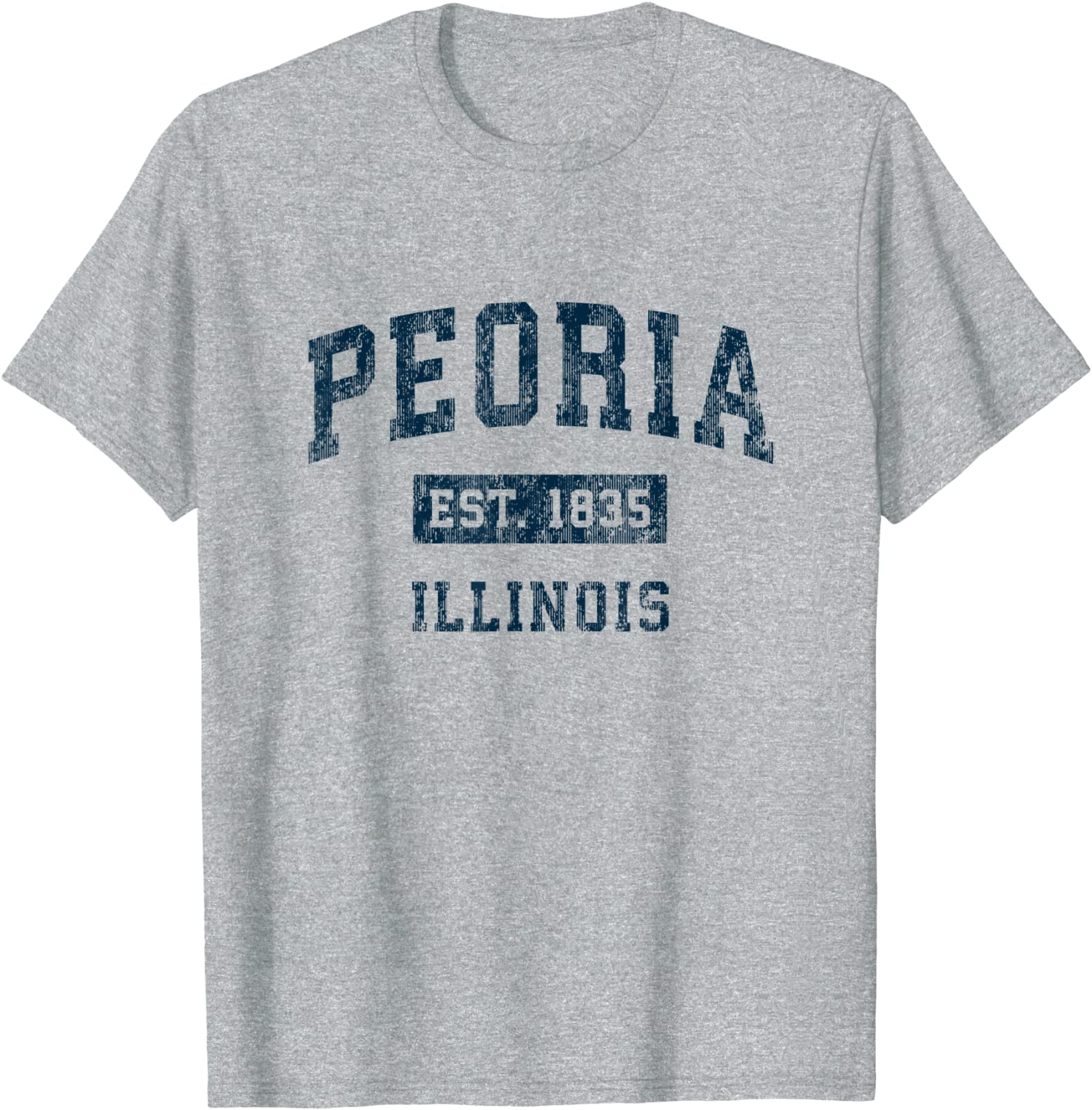 Peoria Illinois IL Vintage Sports Design Navy Print T-Shirt