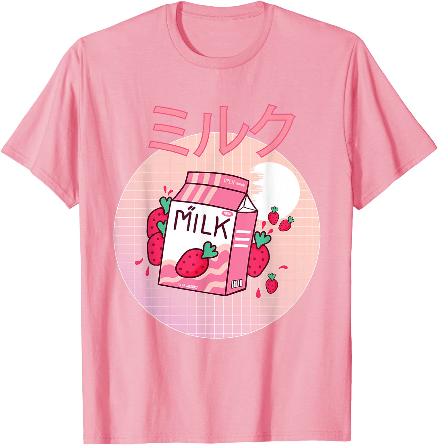 Milk Shake Carton Funny Japanese Kawaii Strawberry Retro 90s T-Shirt