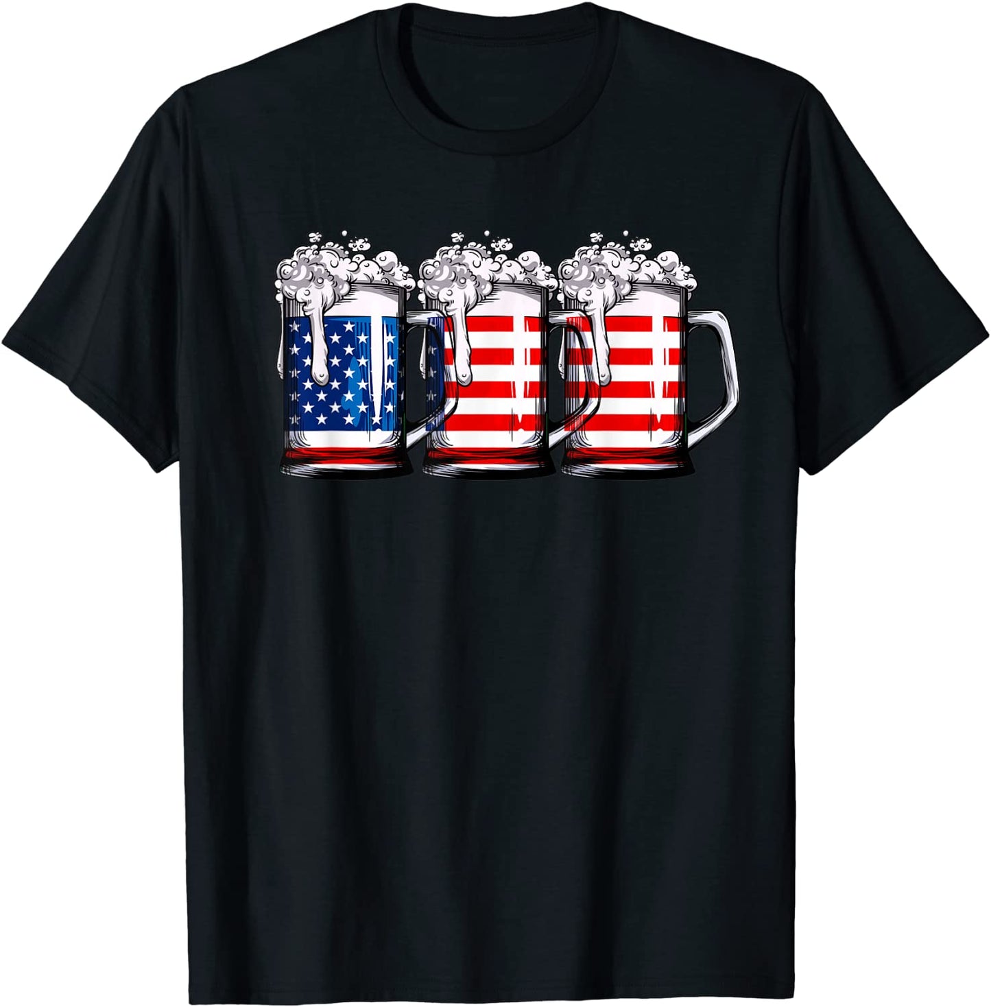 Beer American Flag T shirt 4th of July Men Women Merica USA T-Shirt