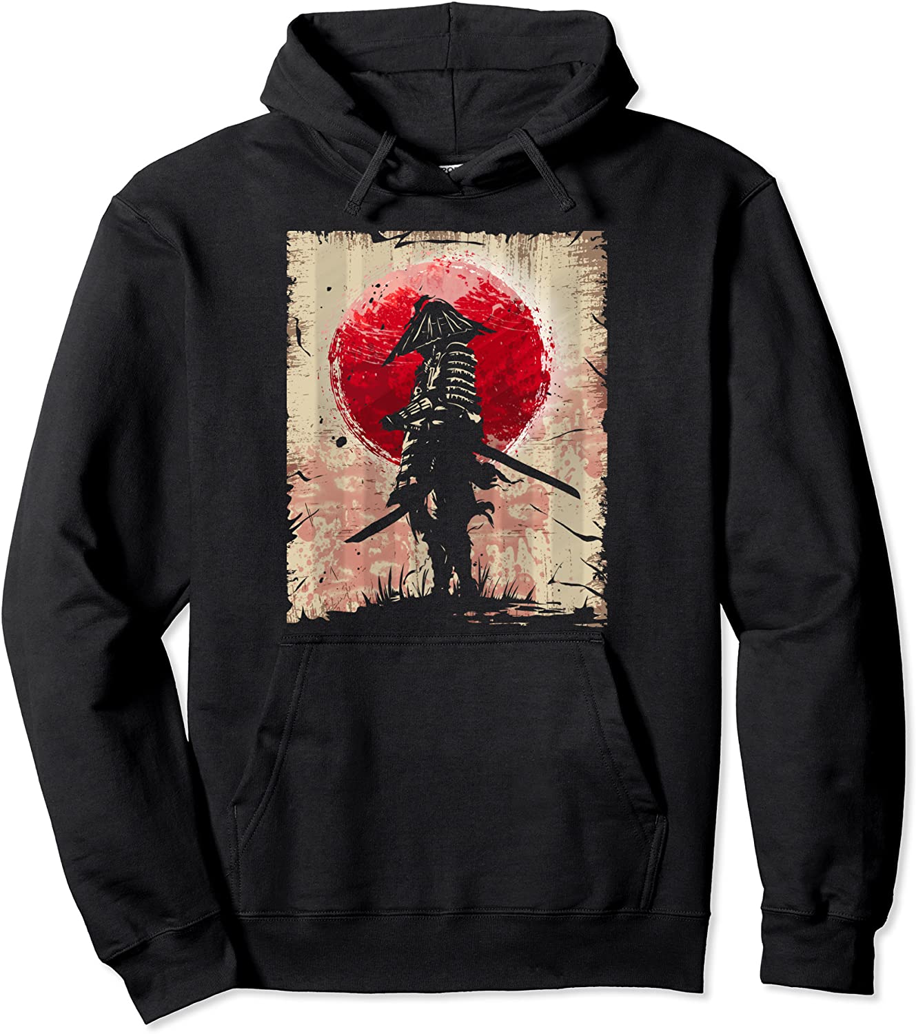 Japanese Art Samurai Vintage Fighter Retro Design Pullover Hoodie