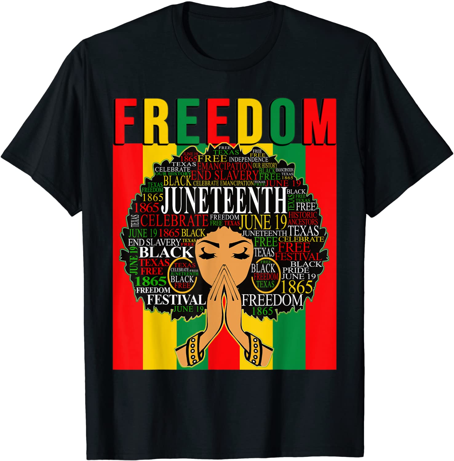 Juneteenth Free Black Melanin Queen Natural Afro Hair Women T-Shirt