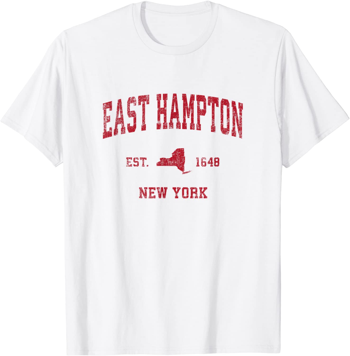 East Hampton New York NY Vintage Sports Design Red Print T-Shirt