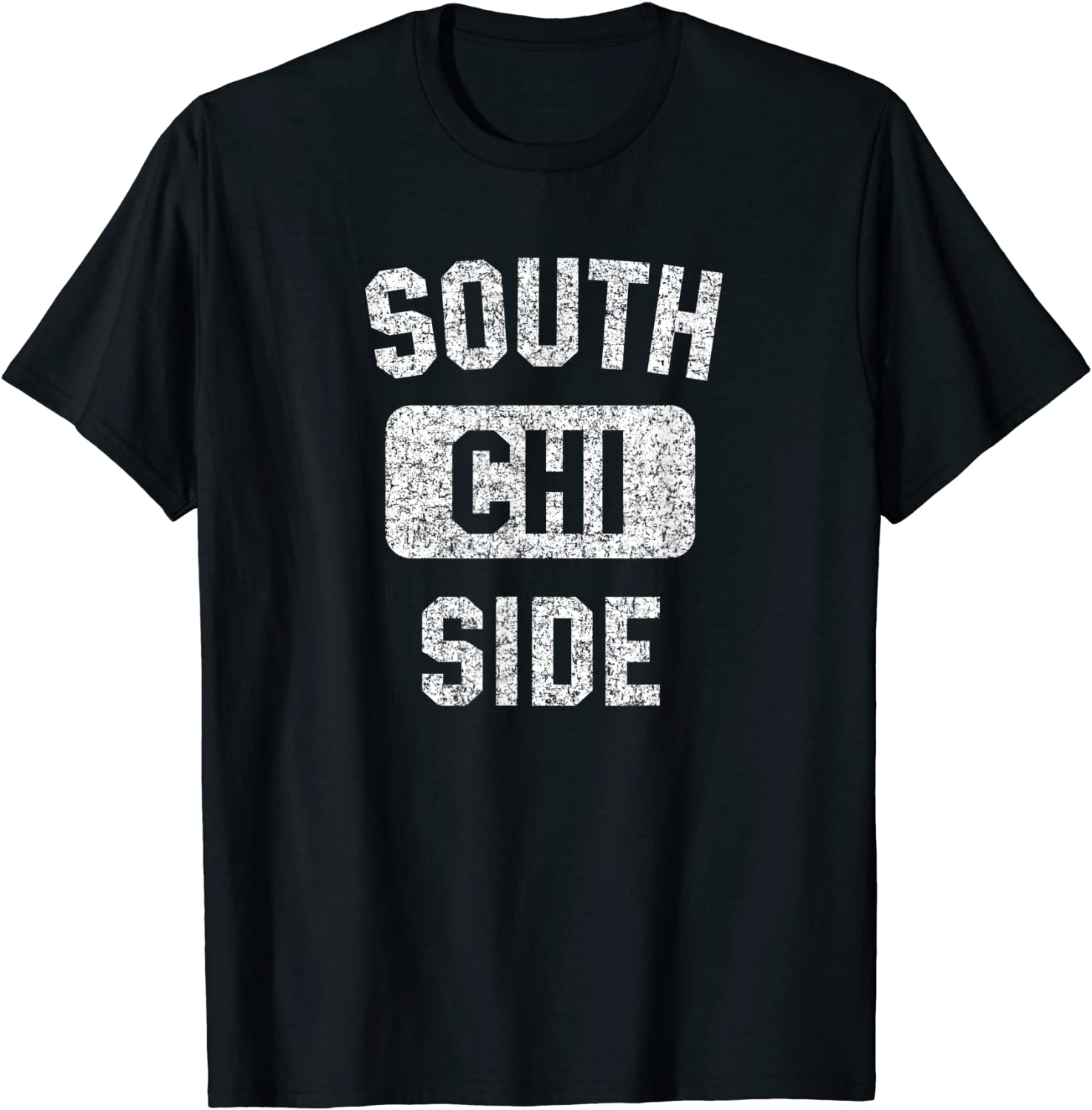 Chicago South Side Gym Style Distressed White Print T-Shirt