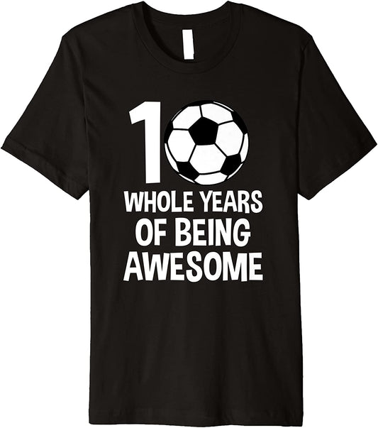 10th Birthday Shirt for Girls Boys Soccer Sports Theme