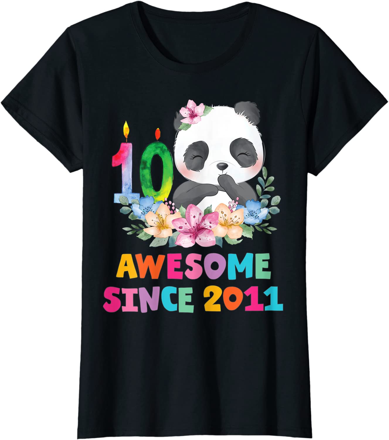 10Years Old 10th Birthday Panda Unicorn Girl Party Gift T-Shirt