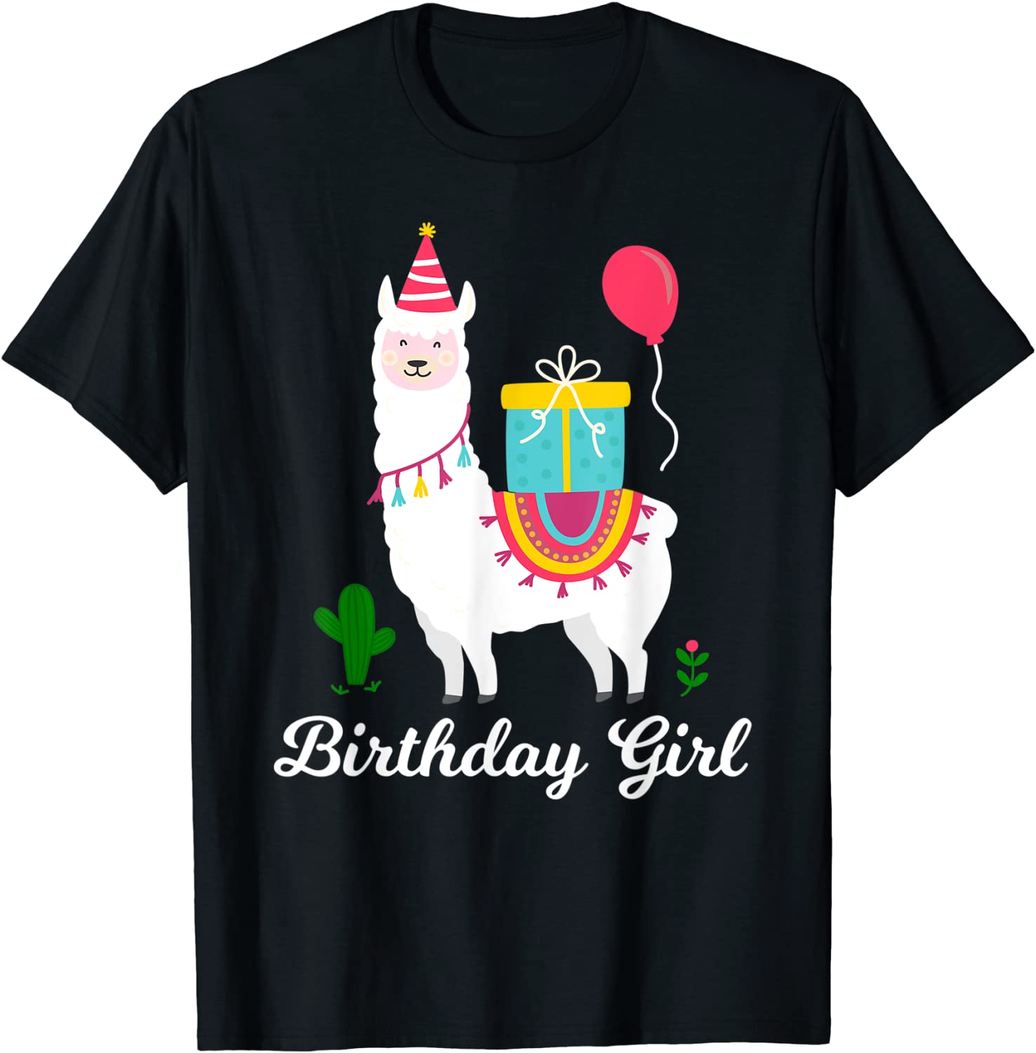Cool Cute Alpaca Llama Cactus Girls Birthday Party Animal T-Shirt