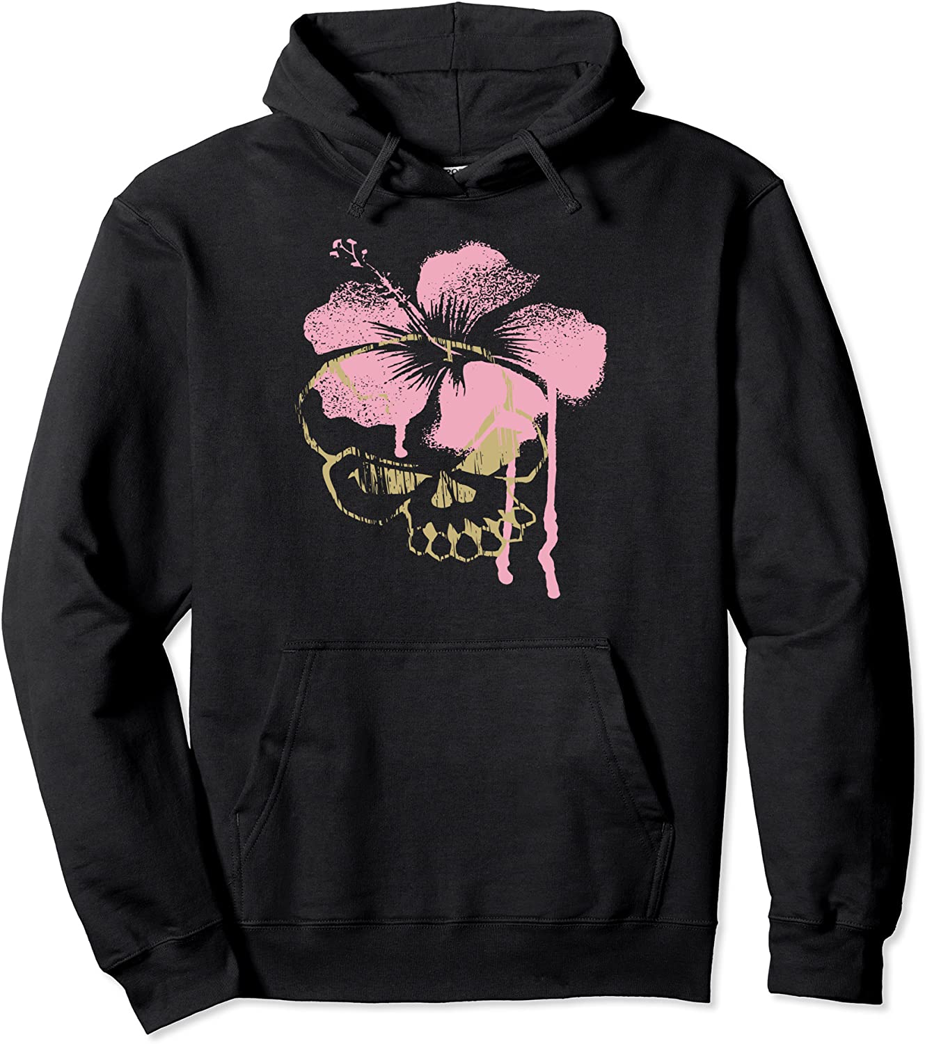 Skull Pink Flower Graphic Pullover Hoodie