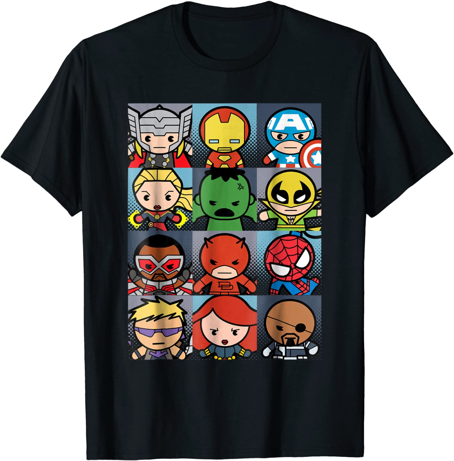 Marvel Heroes Boxed Up Kawaii Graphic T-Shirt