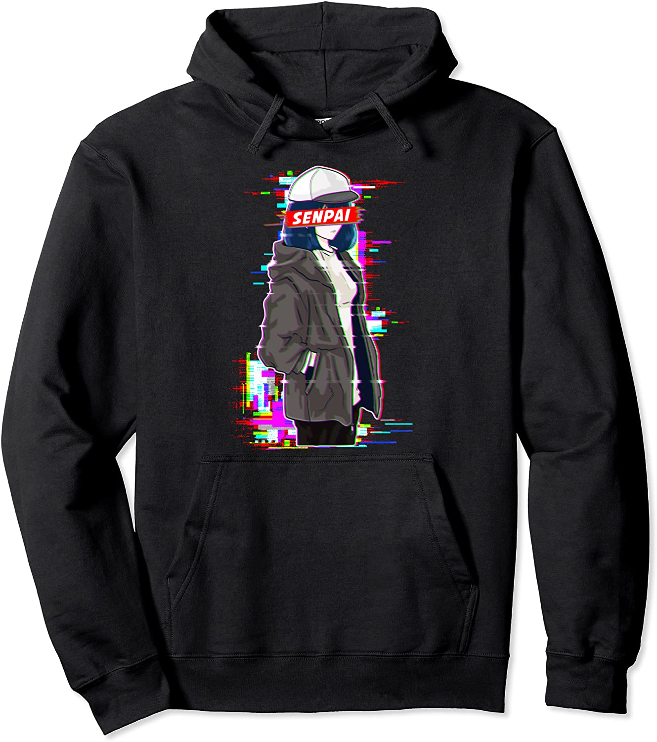 Senpai Vaporwave Aesthetic Anime Girl Pullover Hoodie